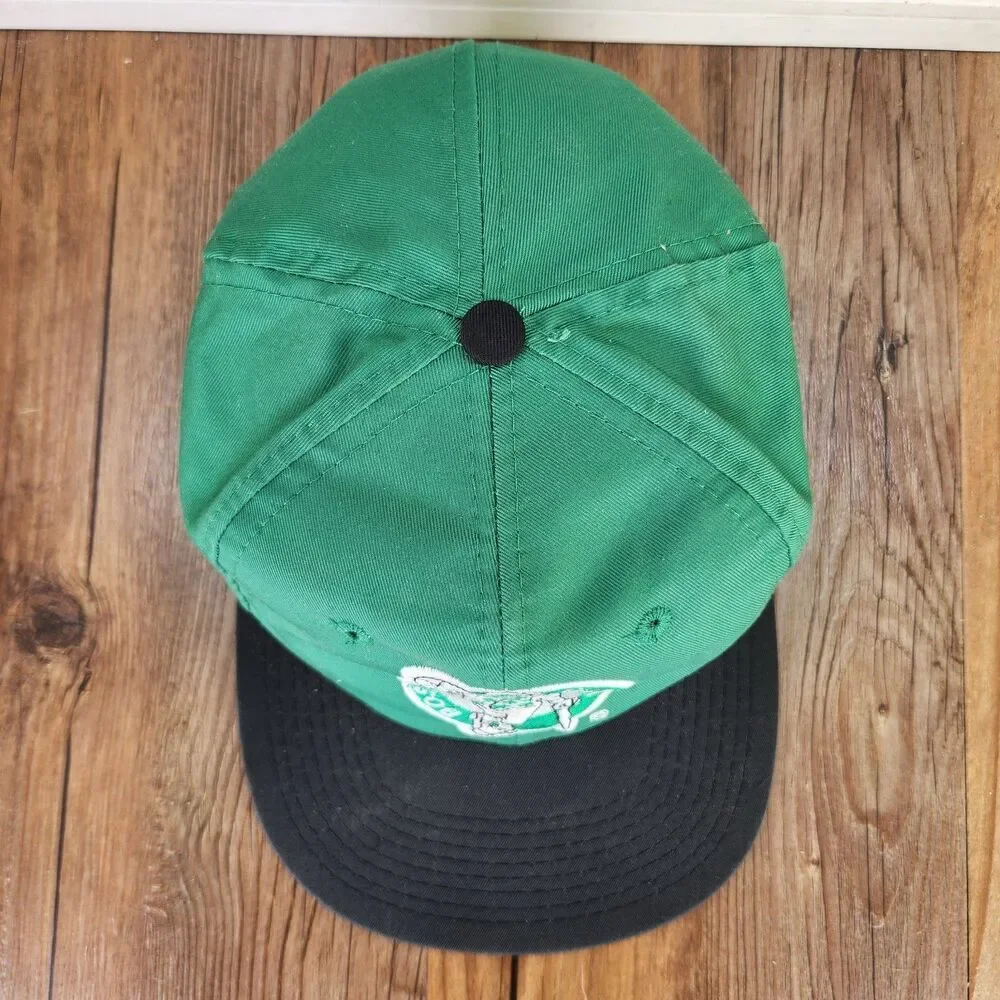 VTG Boston Celtics AJD Snapback Hat Cap Green Black NBA Logo 90s Retro Sports